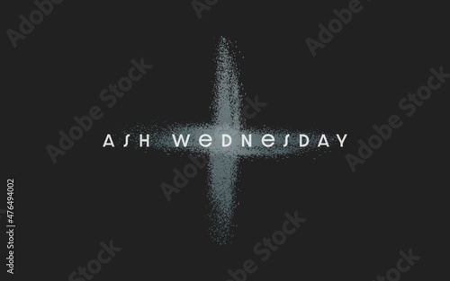 Ash Wednesday, the first day of Lent is a holy day of prayer and fasting. Web banner, program, social graphic, logo, simple.