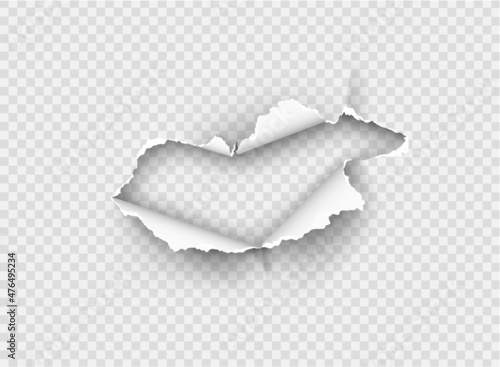 ragged Hole torn in ripped paper on transparent background