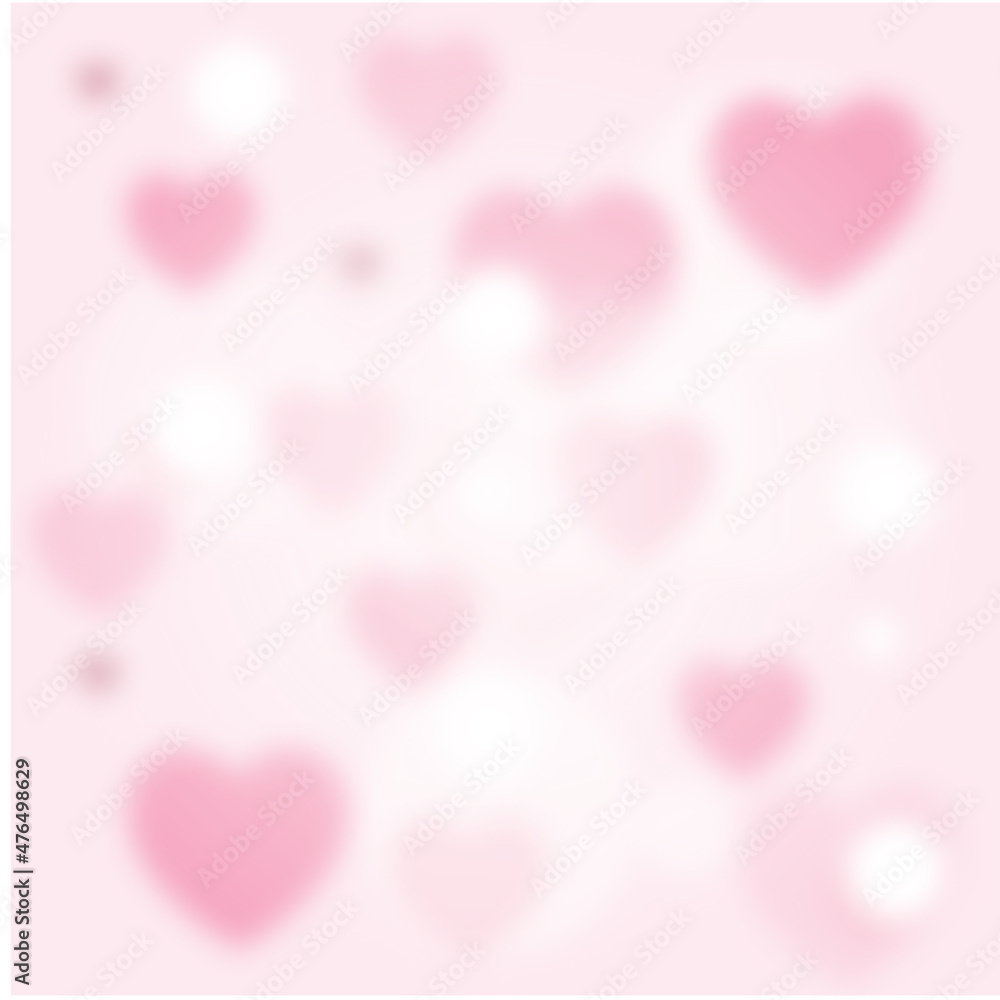 Blurred heart background, Valentine’s day concept, present. Pastel colored, pink hearts card, heart shapes, copy space