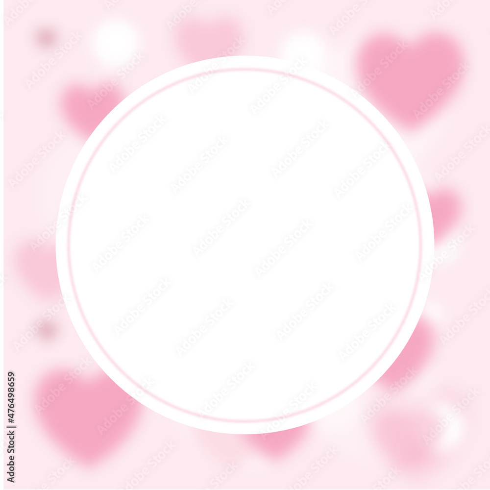 Blurred heart background with place for text, Valentine’s day concept, present. Pastel colored, pink hearts card, heart shapes, copy space