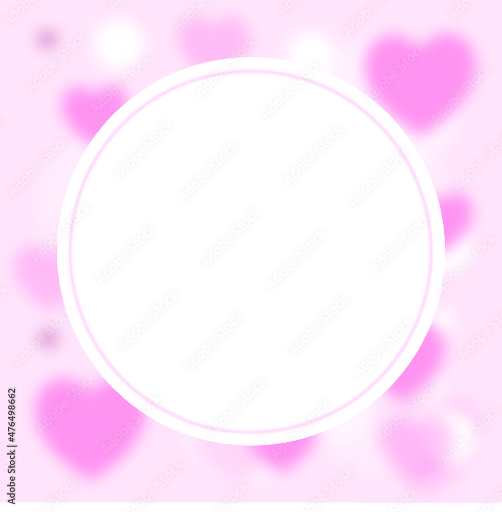 Blurred heart background with place for text, Valentine’s day concept, present. Pastel colored, pink hearts card, heart shapes, copy space