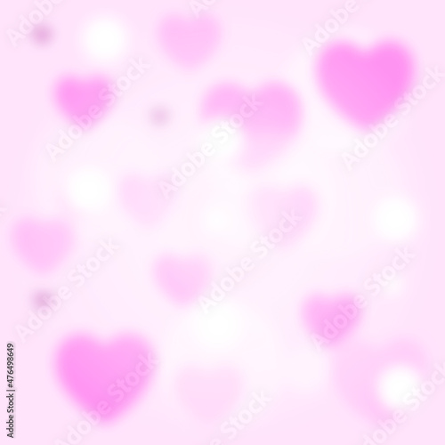 Blurred heart background, Valentine’s day concept, present. Pastel colored, pink hearts card, heart shapes, copy space