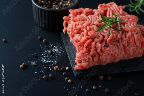Fresh minced meat. Close up.