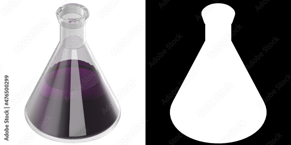 3D rendering illustration of a conical potion flask 3D rendering illustration of a conical potion flask