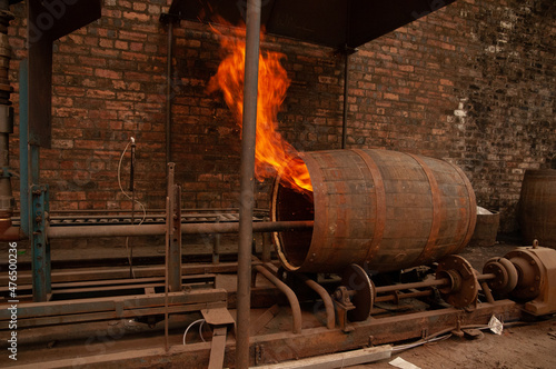 Canvas Print Flaming Whiskey Barrel