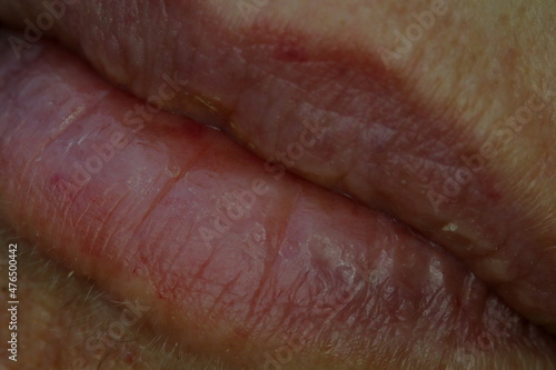 Female red lips macro
