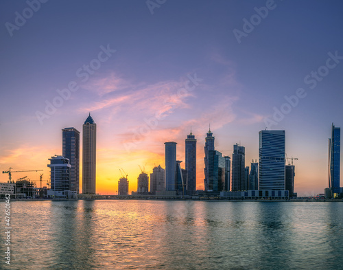 Cityscape of Dubai and panoramic view of Business bay  UAE