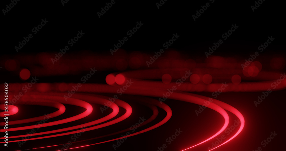 Fototapeta premium Render with blurred red curved lines and bokeh