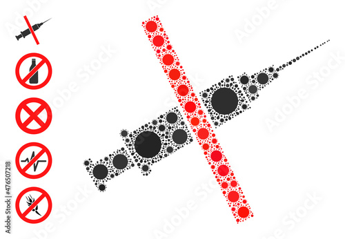 No addiction drugs mosaic icon. Vector mosaic is made of scattered infection items. Infection mosaic no addiction drugs icon, and similar icons. No addiction drugs mosaic for breakout templates.