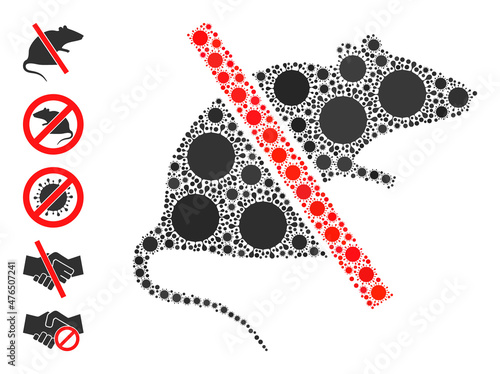 No rats mosaic icon. Vector mosaic is made from scattered coronavirus items. Virus cell mosaic no rats icon, and more icons. No rats mosaic for isolation images.