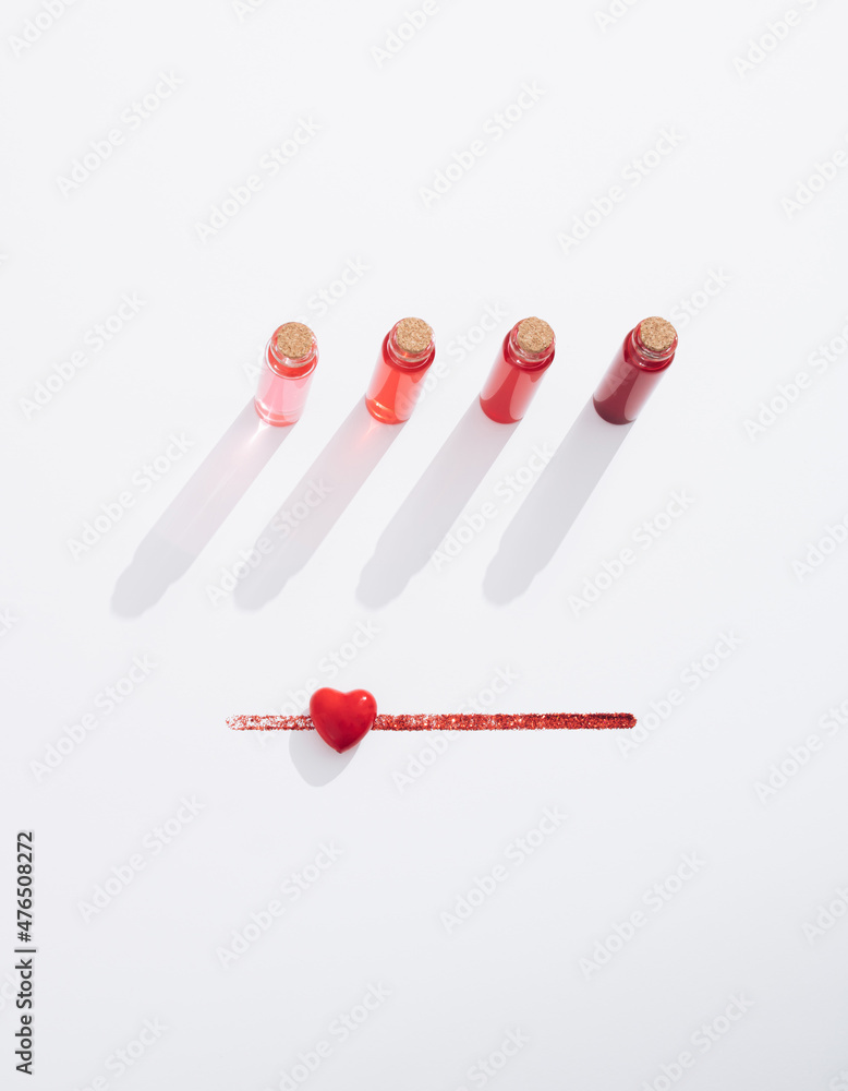 Turn up love and passion. Creative and funny Valentines day composition. Flat lay. Love and passion concept. Turn up love and passion. Creative and funny Valentines day composition. Flat lay. Love and passion concept.