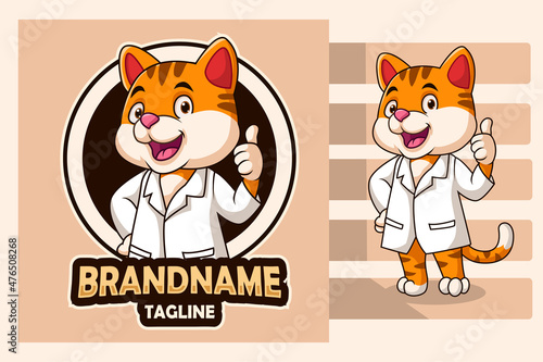 Cute orange cat cartoon design template