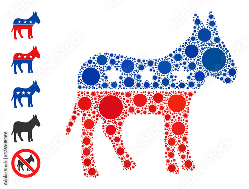 Republican donkey mosaic icon. Vector mosaic designed of random bacilla icons. Bacilla mosaic republican donkey icon and more icons. Republican donkey mosaic for pandemic images.