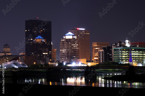 night view of the city of Dayton, OH photo