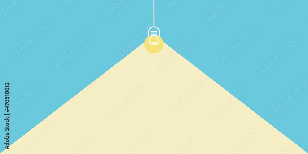 シンプルで可愛い吊るされた電球の背景壁紙素材 青 Light Bulb On Blue Background Stock Illustration Adobe Stock
