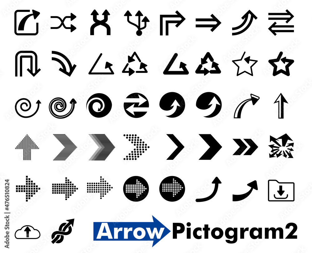 色々な矢印のアイコン記号イラストセット42点セット　インフォグラフィックス　Arrow icon set