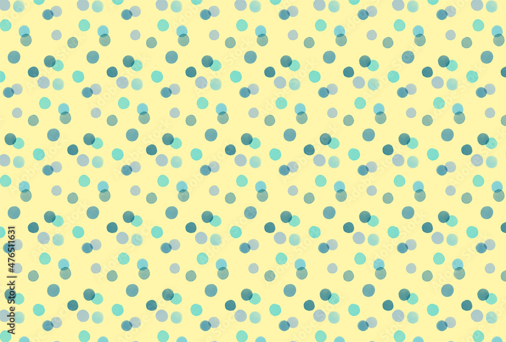 ブルーとグレーの水玉の黄背景の壁紙