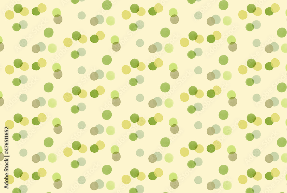 緑と黄色とカーキの水玉の黄背景の壁紙
