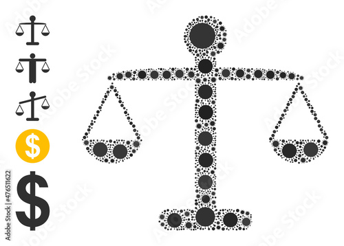 Weight balance mosaic icon. Vector collage is organized from randomized virulent icons. Virulent collage weight balance icon, and bonus icons. Weight balance collage for isolation templates.