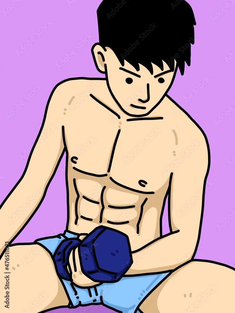 Fototapeta premium cute man cartoon on purple background