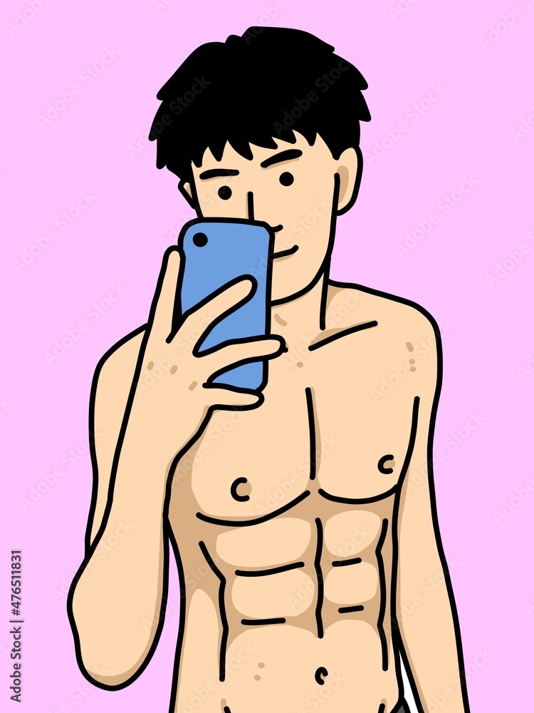 Fototapeta premium cute man cartoon on purple background