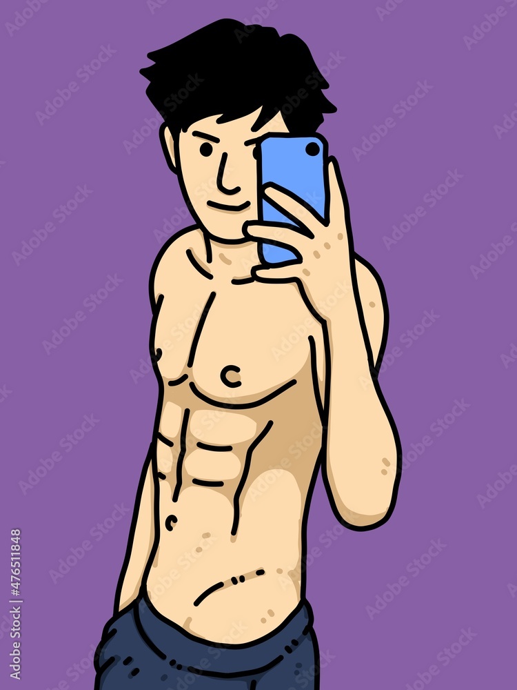Fototapeta premium cute man cartoon on purple background