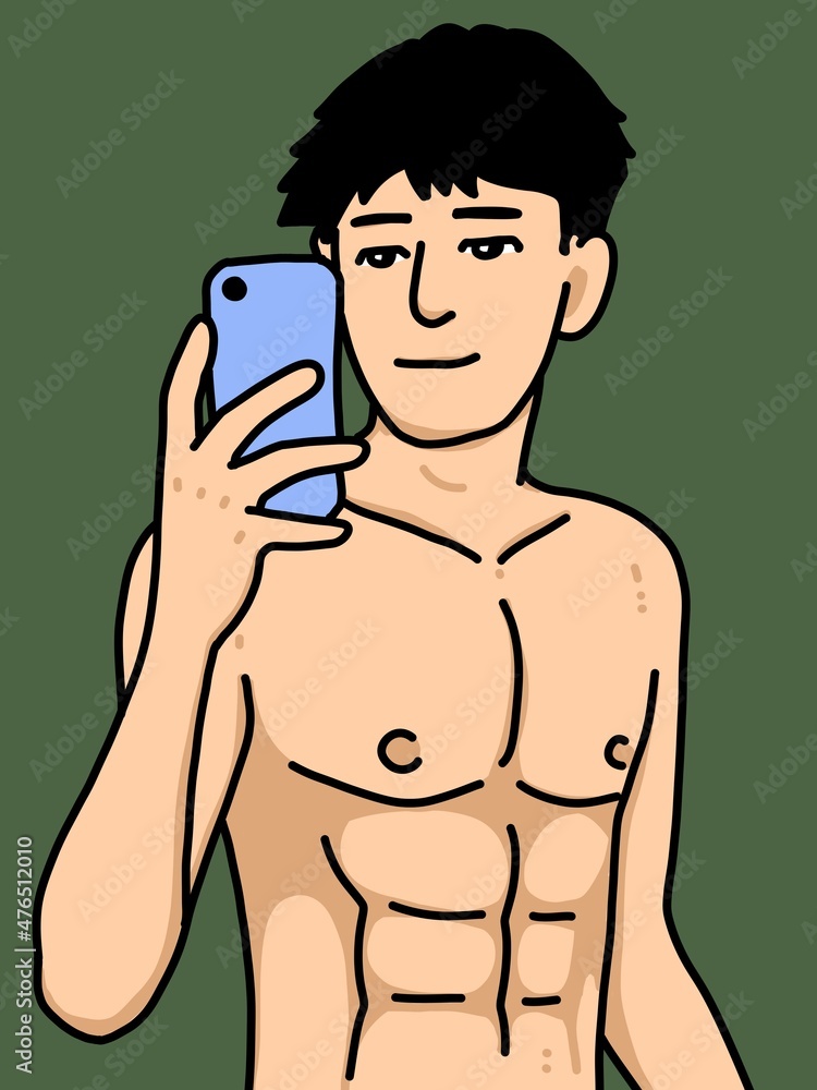Fototapeta premium cute man cartoon on green background