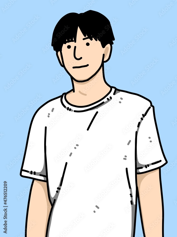 cute man cartoon on blue background
