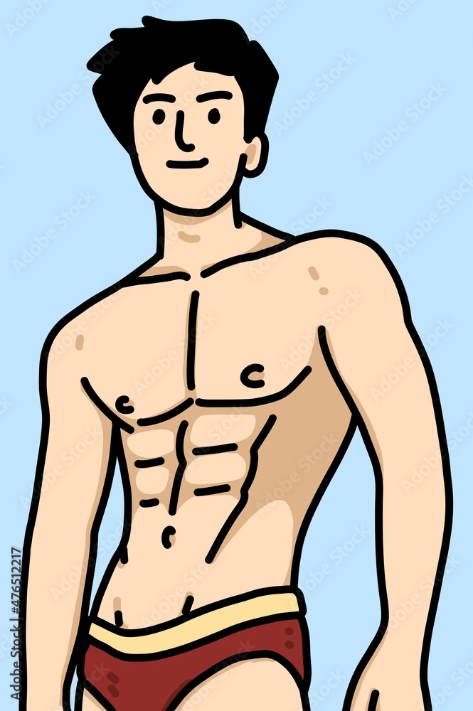 Fototapeta premium cute man cartoon on blue background