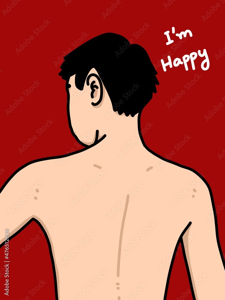 Fototapeta premium cute man cartoon on red background