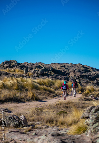 people walking from esplada do trekking on a mountain photo