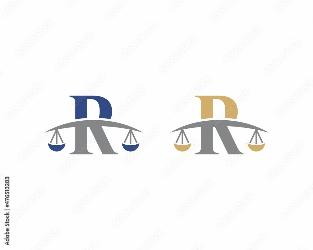 Letter R Logo With Scale of Justice Logo Icon 003
