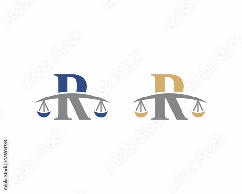 Letter R Logo With Scale of Justice Logo Icon 003
