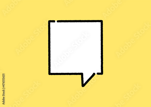 手書きの白く塗ったの四角い吹きだし - シンプルな黄色背景の素材 - Speech bubble
