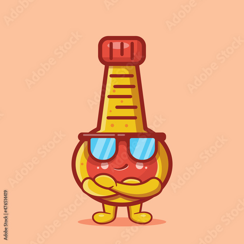 Super cool mayonnaise bottle character isolated cartoon in flat style