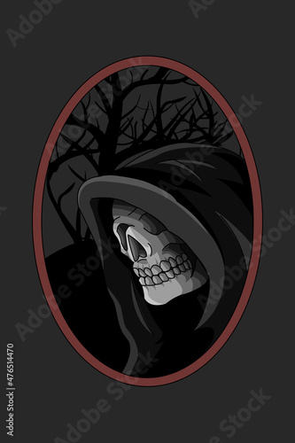 Skull with cloak vector illustration