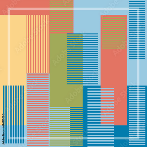 square scarf design with abstract geometric lines pattern