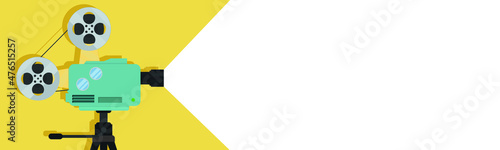 Movie camera. Cinema background or banner. Movie time. Movie ticket. Vector