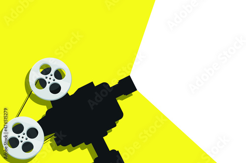 Old movie projector with place for text. Movie time concept.