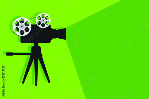 Old movie projector with place for text. Movie time concept.