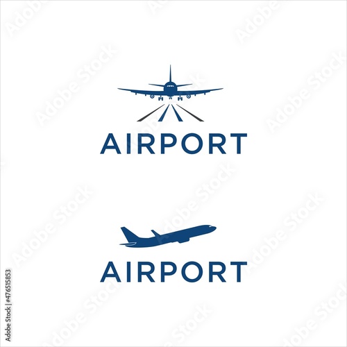 airport plane logo,take off and  landing vector illustration