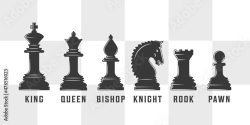 Set of silhouettes chess piece vector illustration template icons graphic design. bundle collection isolated chess icon