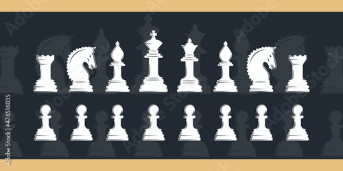 set of chess pieces vector illustration template icons graphic design. bundle collection of chessmen icon on black background