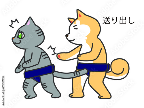 犬猫相撲　送り出し