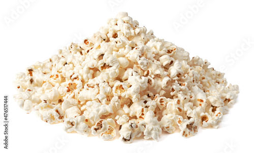 Small pile of popcorn isolated on white background