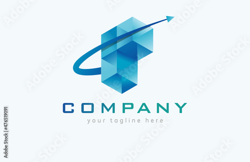abstract letter P Logo. letter p formed from 3 transparent squares in 3d style. Usable for company and business Logos. Flat Design Logo Template. vector illustration