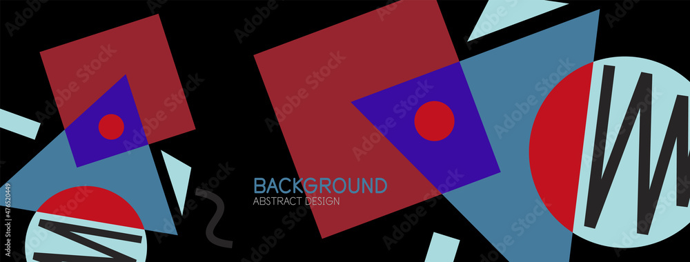 Abstract background. Blocks, lines, triangles, circles composition. Techno or business concept for wallpaper, banner, background, landing page Abstract background. Blocks, lines, triangles, circles composition. Techno or business concept for wallpaper, banner, background, landing page