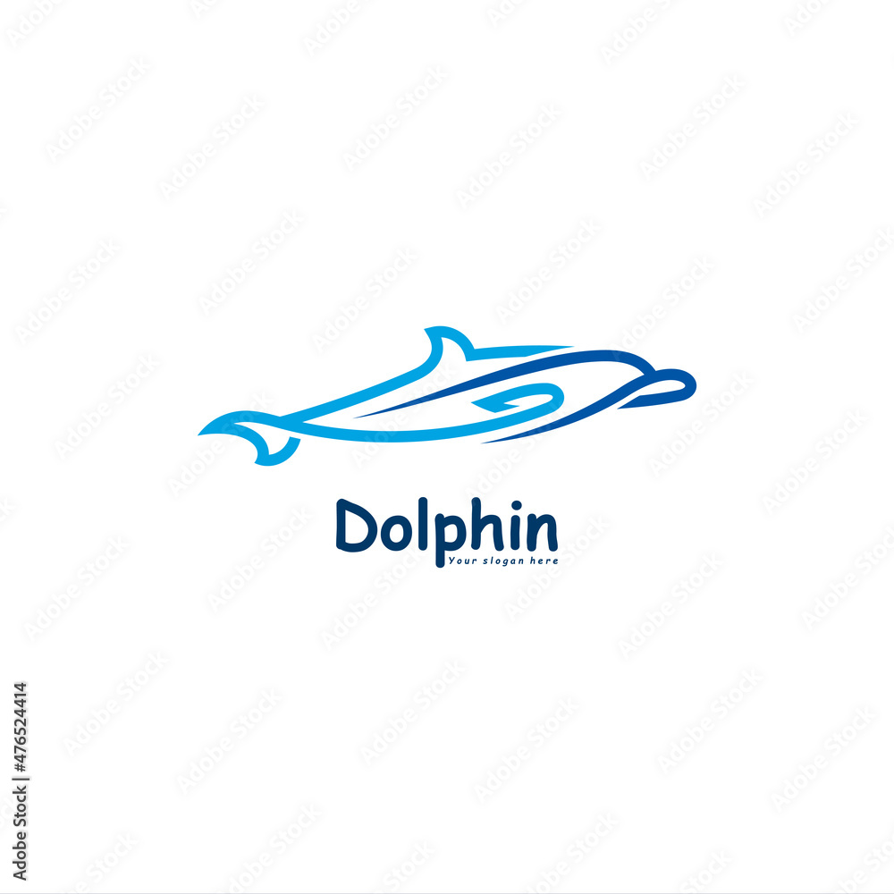 Dolphin logo with a unique and interesting line concept. Dolphin logo with a unique and interesting line concept.