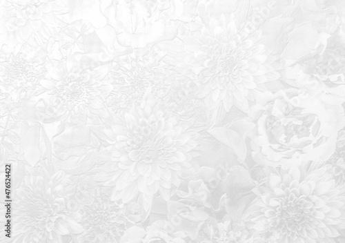 Silver embossed floral background. 3D illustration. 3D render © hanatopan