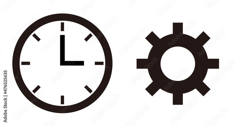 A set of clock and gear icons. Vectors. A set of clock and gear icons. Vectors.